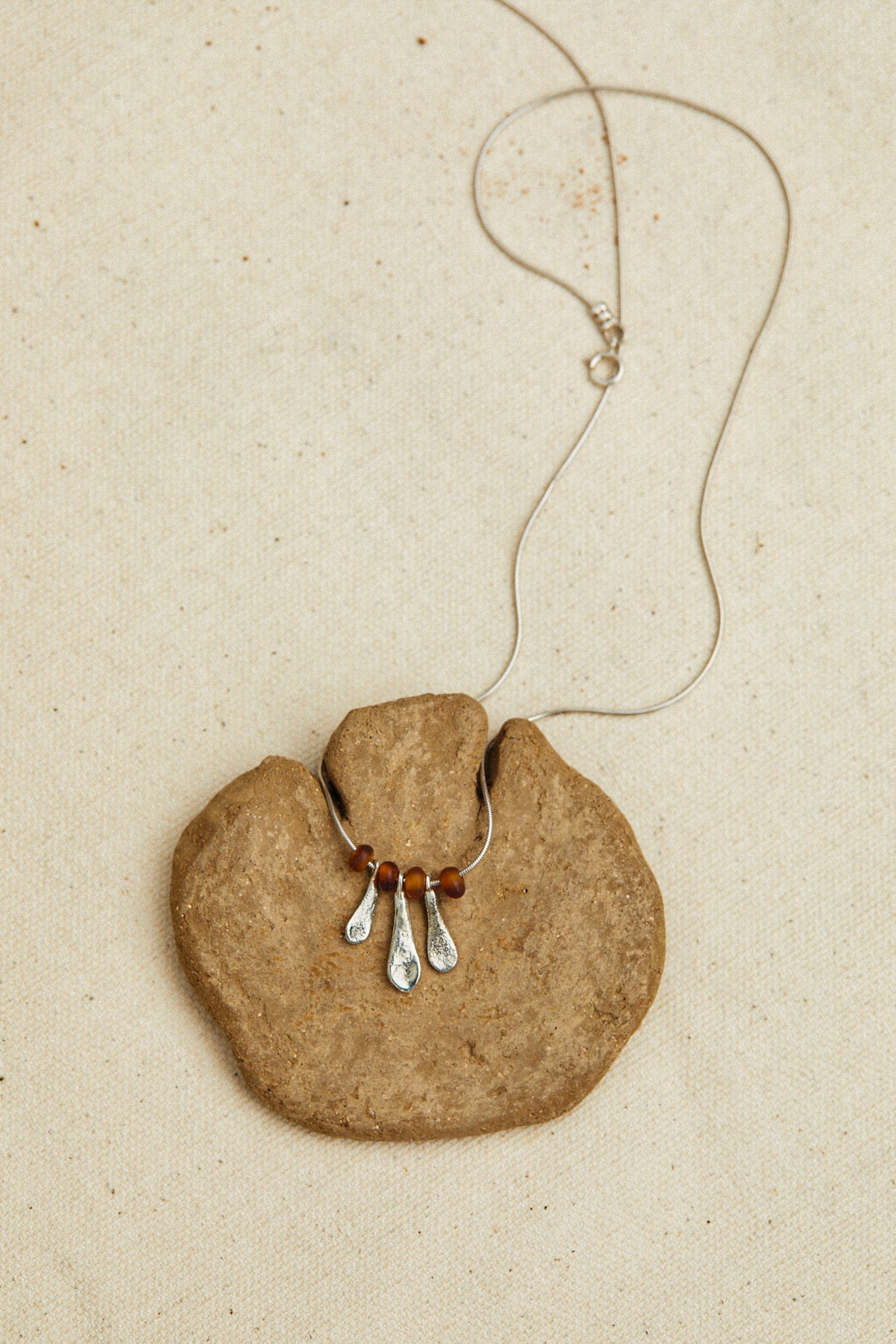 Real Leaf and Amber Beads Necklace